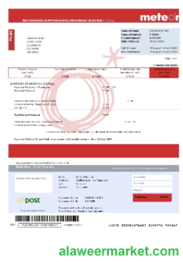 Ireland Meteor business utility bill template fully editable in PSD formats